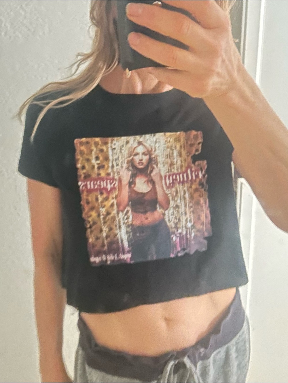 BRITNEY SPEARS BLACK CROPPED T-shirt Small - Picture 5 of 5